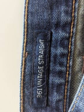 Craft Vintage Straight Men’s Jeans - Blue with Tan Stitching